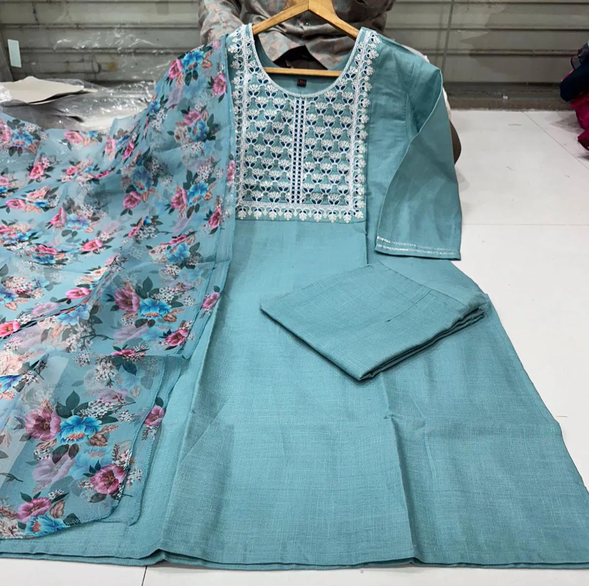 VT Designer Cotton Embroidery Kurti With Bottom Dupatta Wholesale Clothing Distributors in India